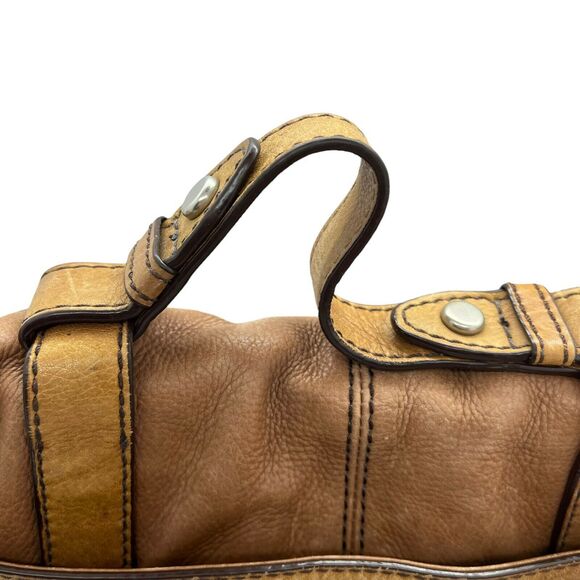 Fossil ZB4501 Womens Caramel Maddox Organizer Flap Turn Lock Satchel Handbag - Picture 4 of 12